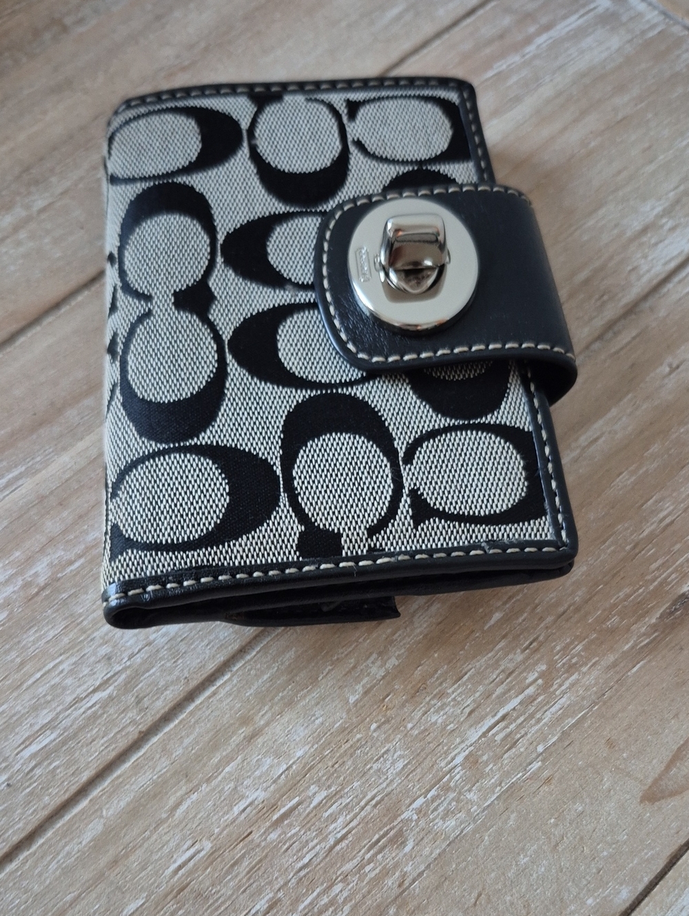 Coach Signature Canvas Turnlock Flap Crossbody Bag & Wallet Black Gray Y2K - Picture 11 of 16